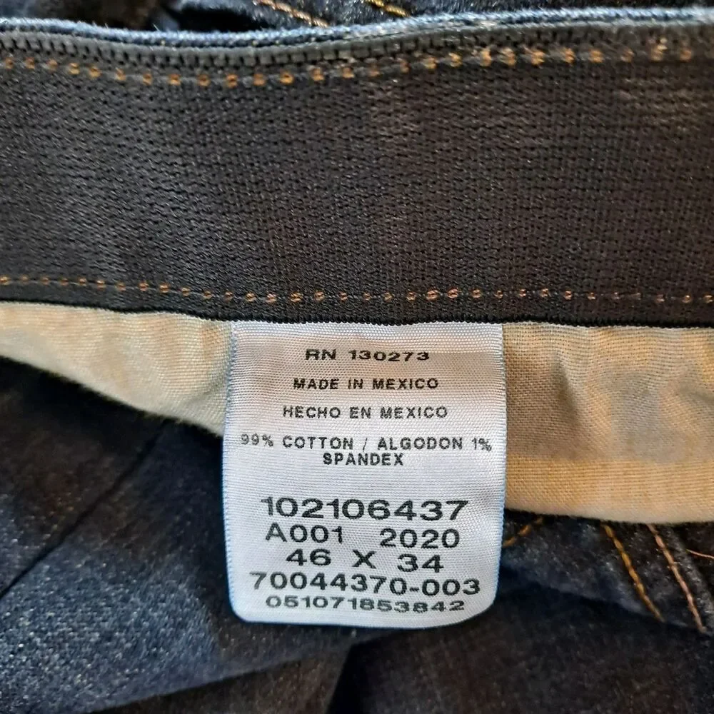 Lee Men's Relaxed Fit Jeans Size 46 x 34 Comfort Waistband Dark Wash